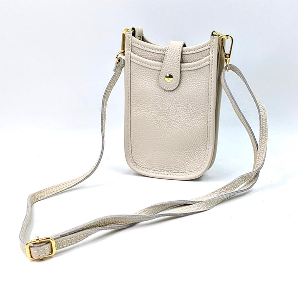 Plain smart and substantial leather cross body phone style bag