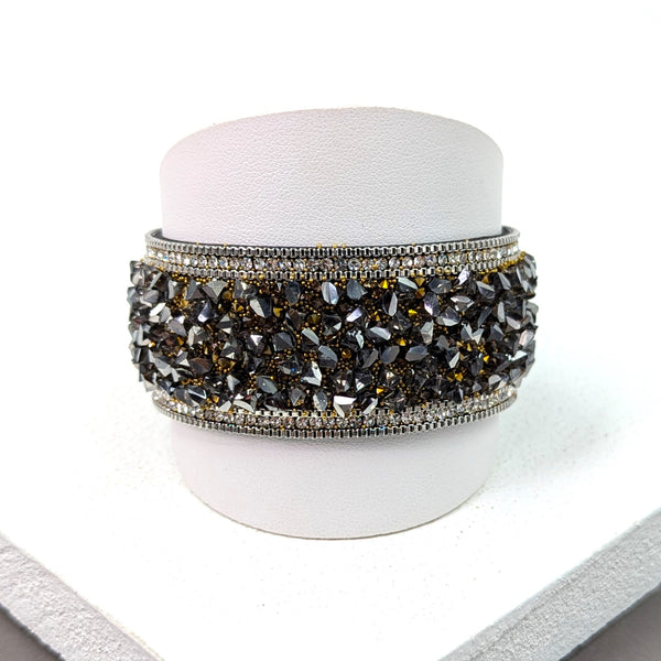 Crystal encrusted magnetic cuff bracelet