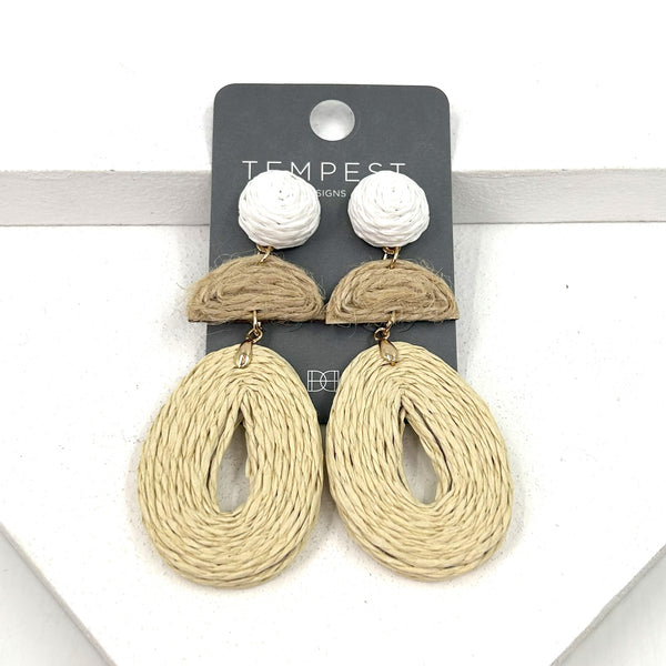 Lightweight rattan style random shape dangle earrings