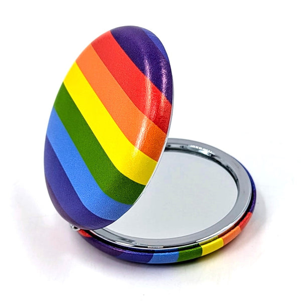 Rainbow stripes compact mirror