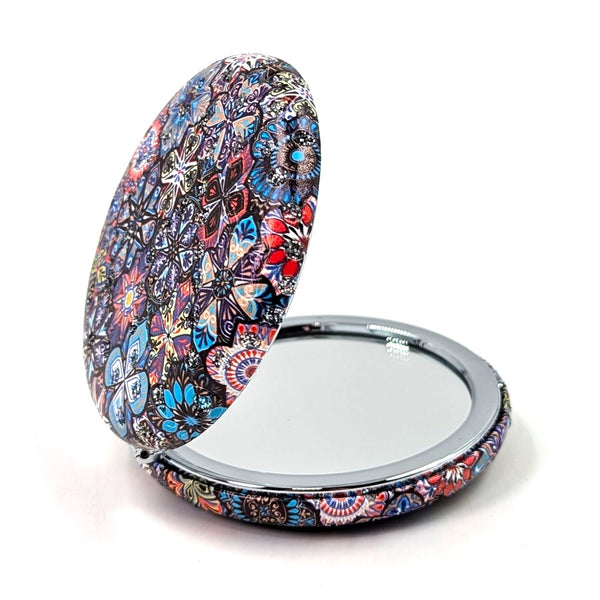 Medley of Arabic motifs with embedded crystals compact mirror