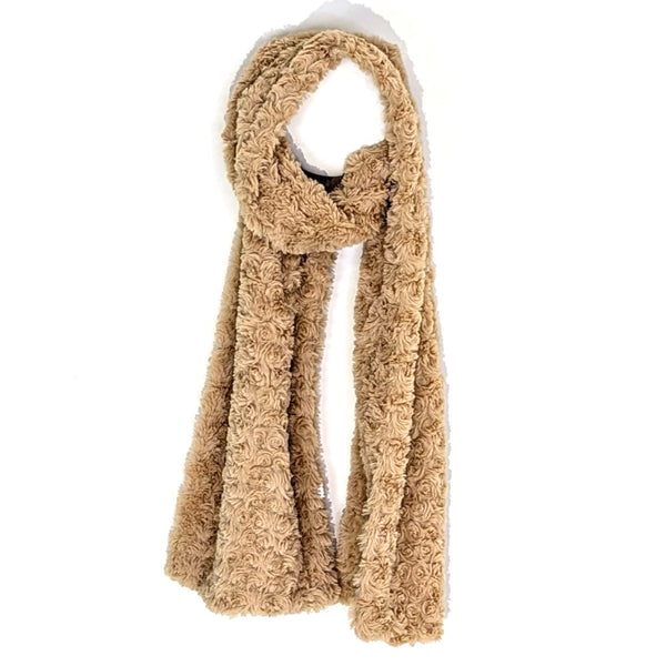 Faux fur mini rose effect long scarf