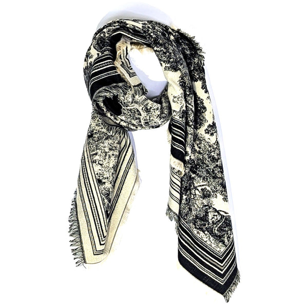 Substantial 'Christian Dior' Style Scarf with Frayed Edges