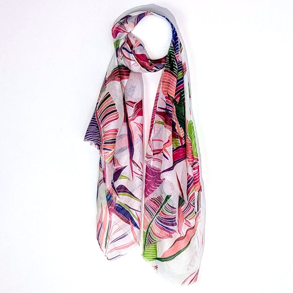 Tropical palm leaf scarf