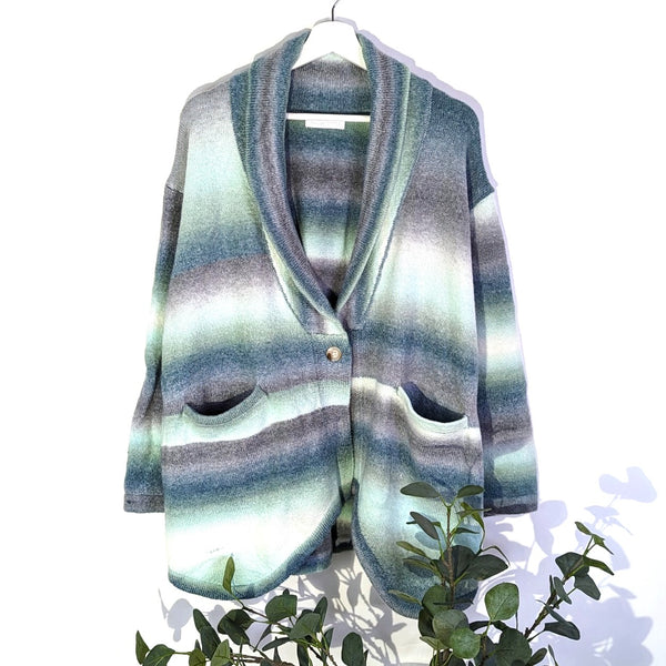 Cosy luxury polyamide mix shaded effect cardigan with pockets and collar