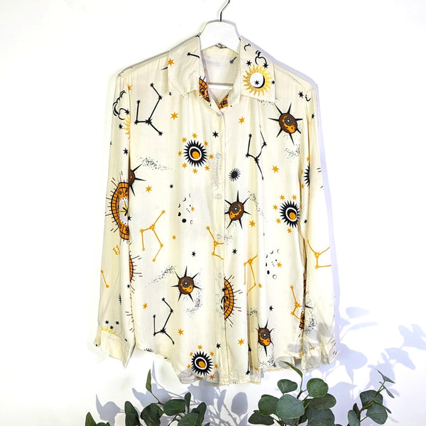 Cosmic print viscose shirt (M)