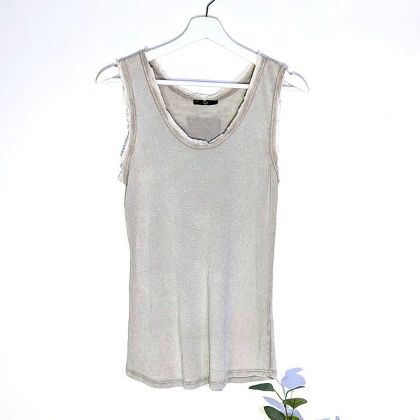 Vintage wash vest top with fashionable raw edge (S)