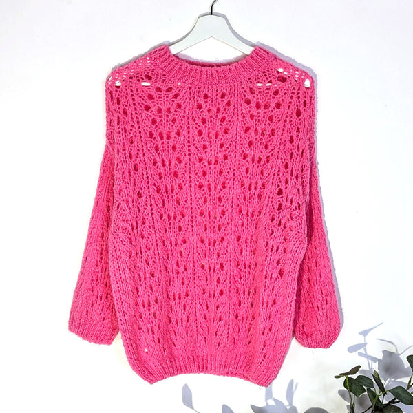 Crochet style knit mohair mix jumper