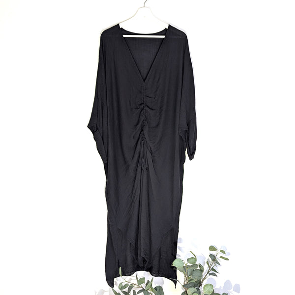 Light weight viscose mix cover up with front drawstring element (L-XXL)