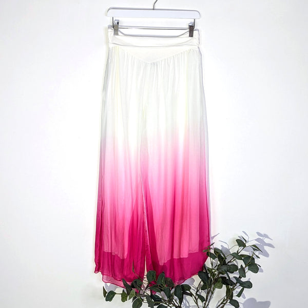 Straight leg ombre silk blend trousers with stretch waist band