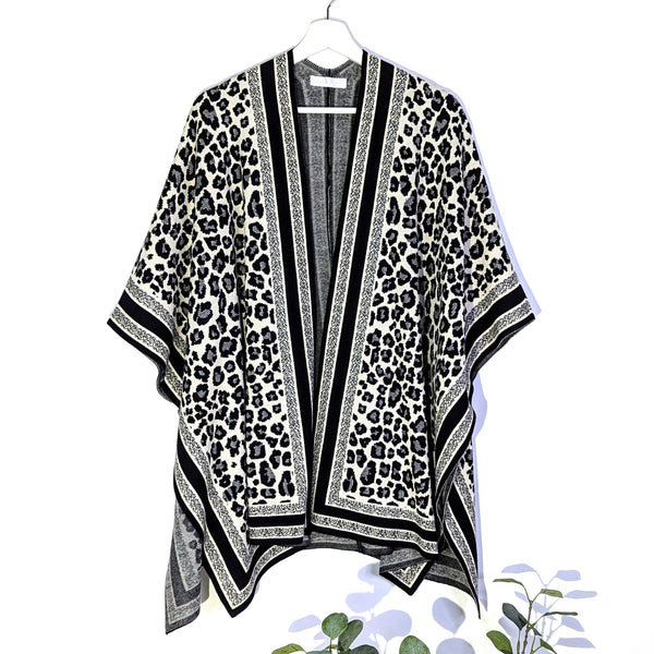 Luxe cover up with leopard knit and stylish border