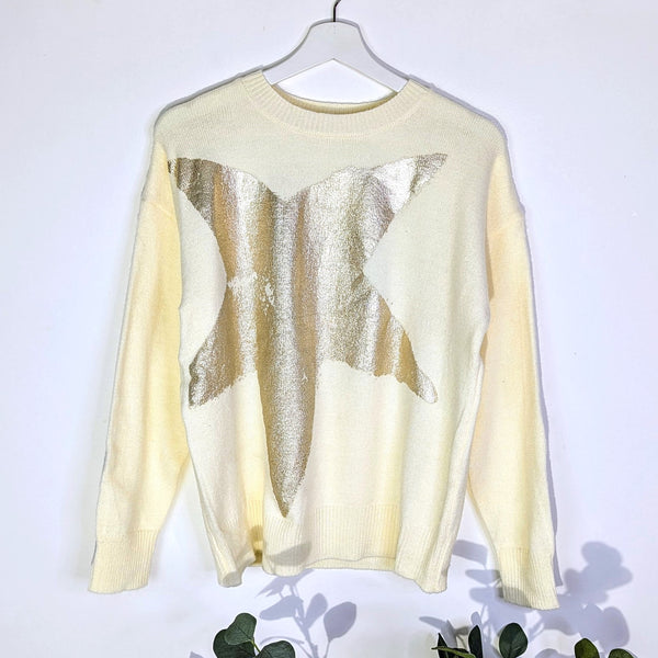 Luxe metallic star hotprint jumper