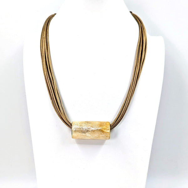 Luxe shell inlay resin barrel necklace