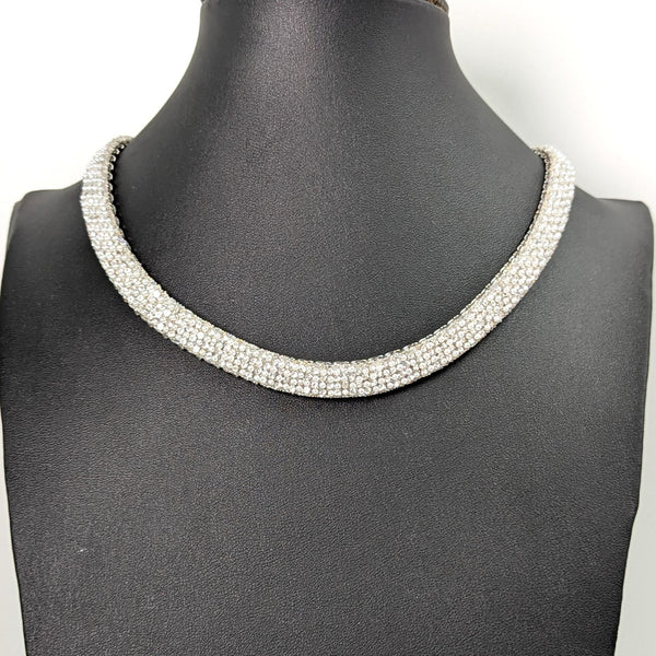 Mini pearl and crystal collar necklace