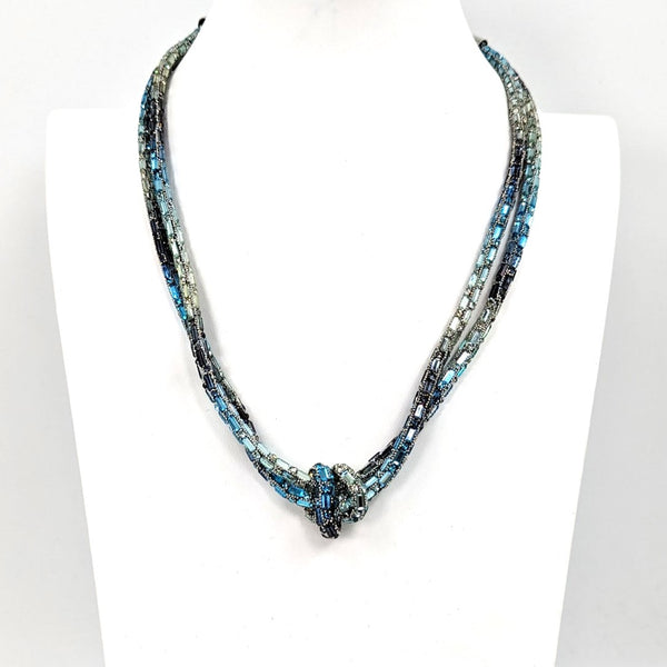 Double strand variegated baguette rope necklace with knot feautre