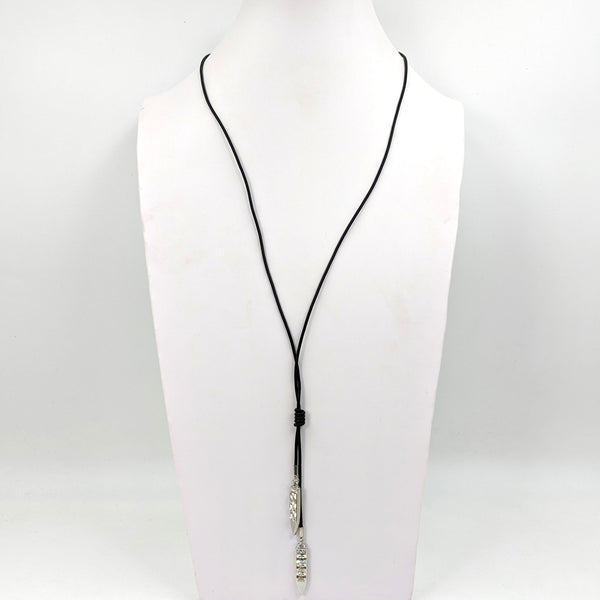 Crystal point component lariette style long necklace