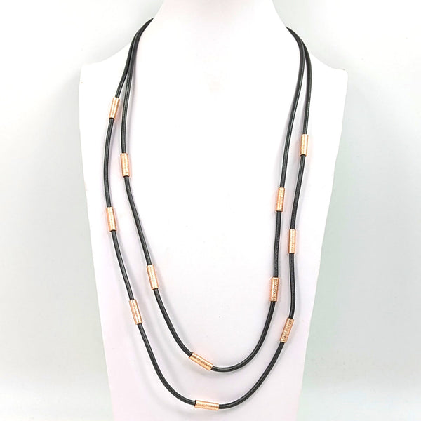 Twin strand leather necklace with tubing detail