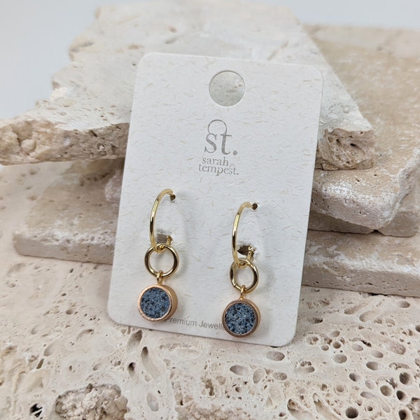 Special resin circle component earrings on hoops