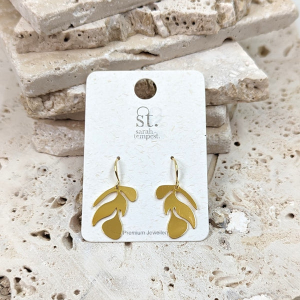 Organic leaf shape contemporary earrings