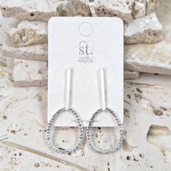 Bar and organic crystal encrusted shape earrings