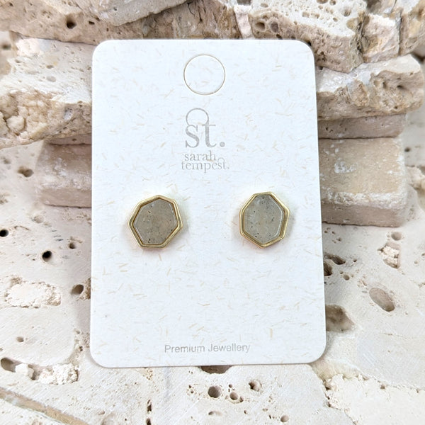 Angular component labradorite earrings