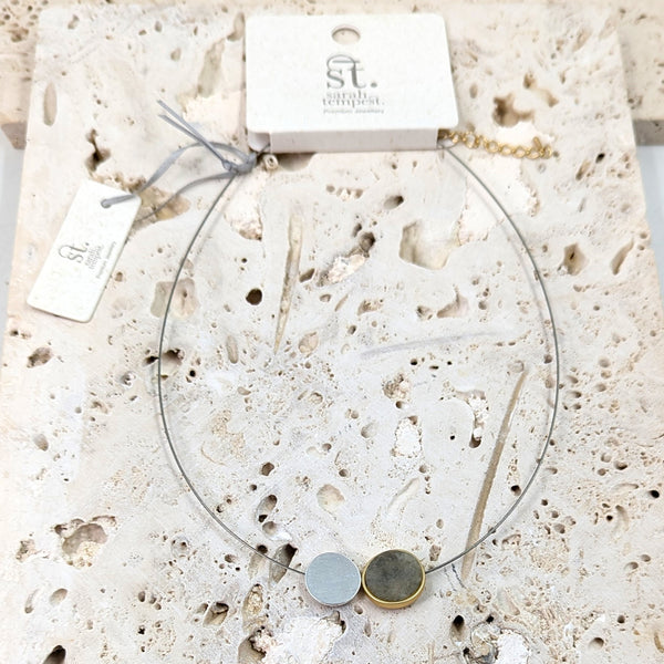 2 Simple circle components necklace with labradorite feature