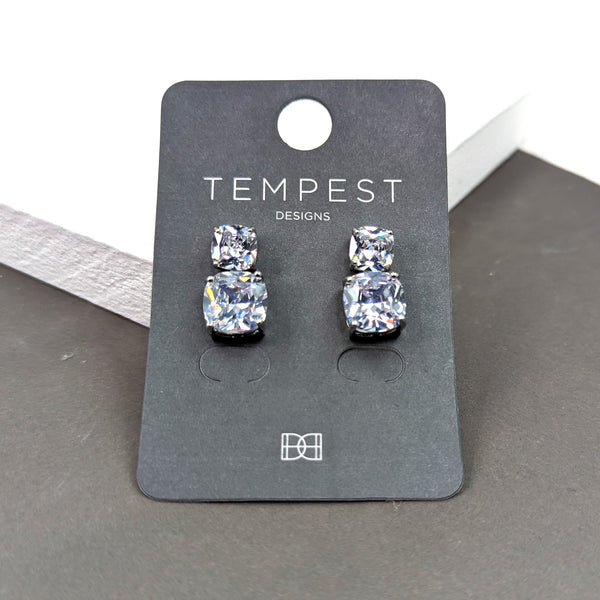 Crystal stud earrings with crystal drop