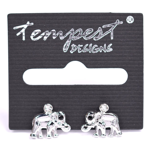 Little elephant stud earrings with crystal