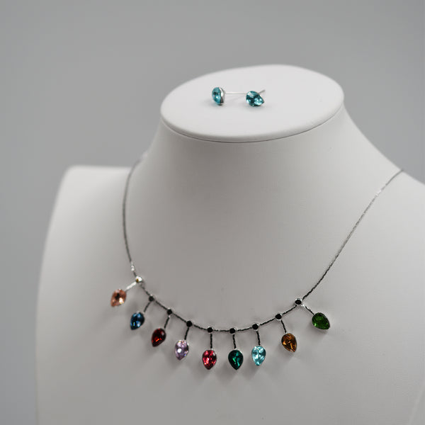 Delicate stone necklace and earring set