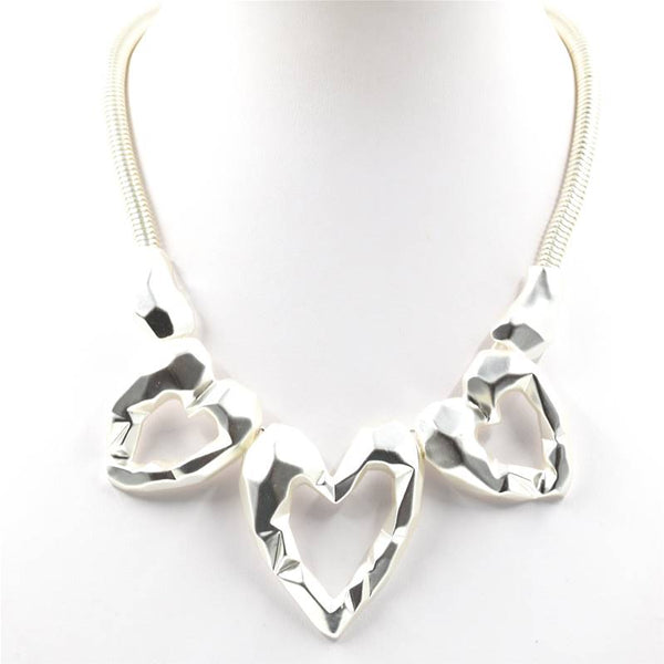 Chunky statement triple heart necklace