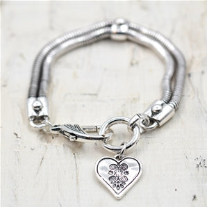 Chunky snake chain style bracelet with heart detail