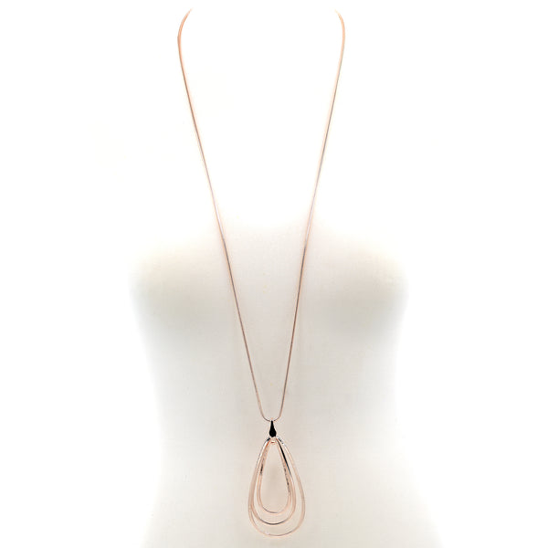 Long snake chain necklace with triple teardrop pendant