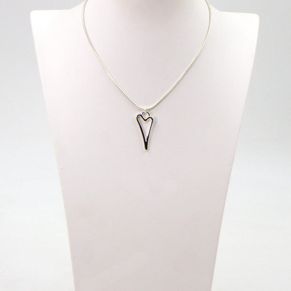 Short delicate open heart necklace