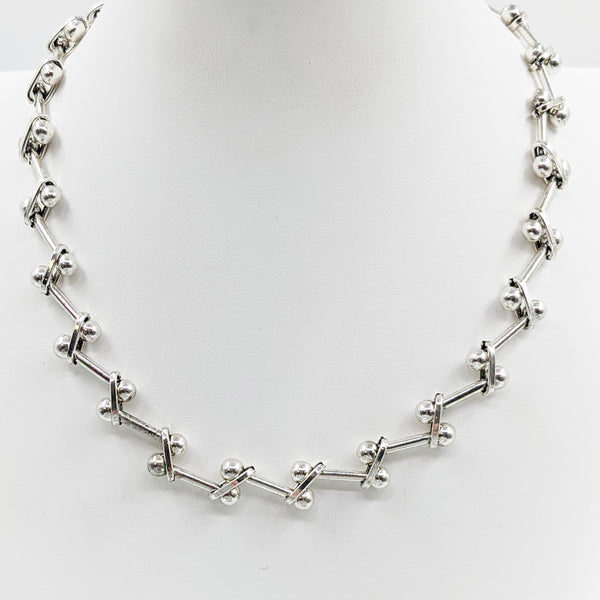 Interlink ball and bar necklace