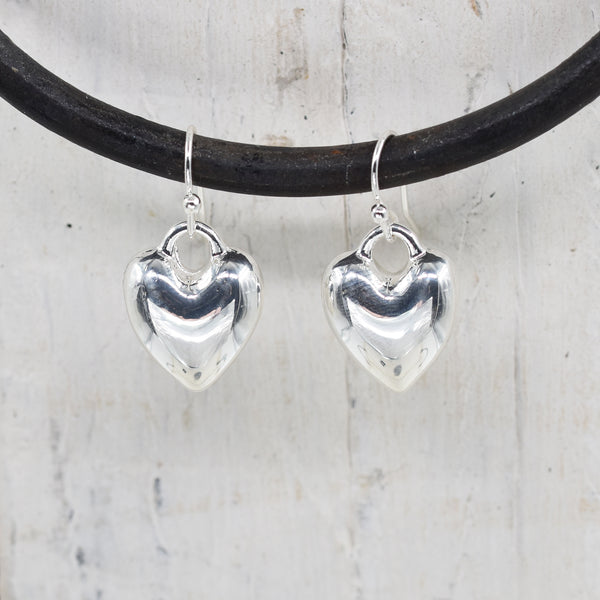 Heart shaped fish hook earrings