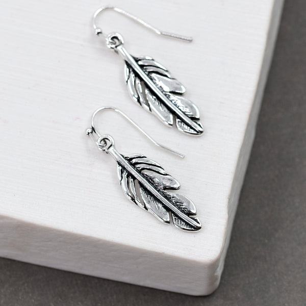 Feather fish hook earrings