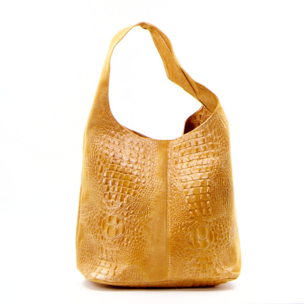 Crocodile pattern leather handbag