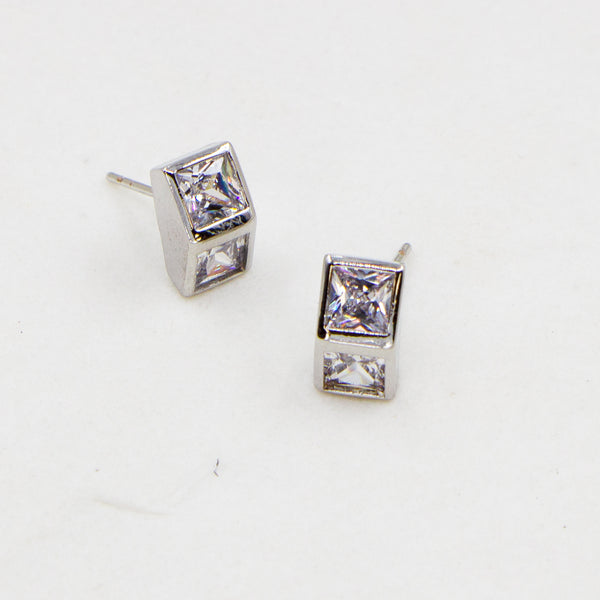 Contemporary geometric cz stud earrings