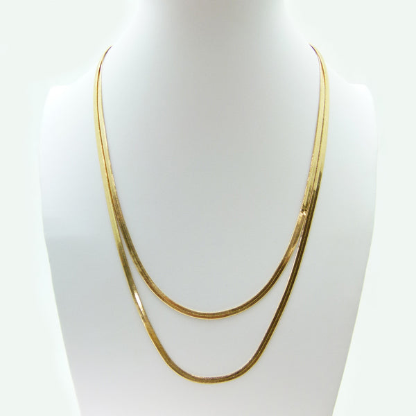 Double strand short & simple snake chain necklace