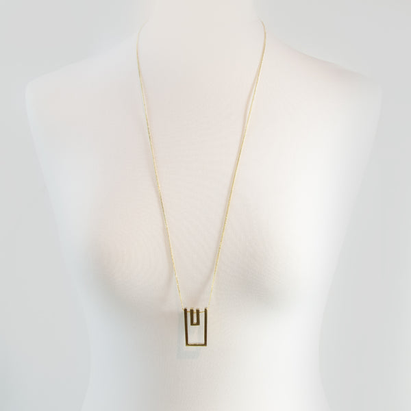 Long contemporary U bar necklace