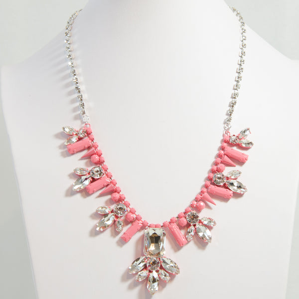 Luxury pastel crystal necklace with diamante chain