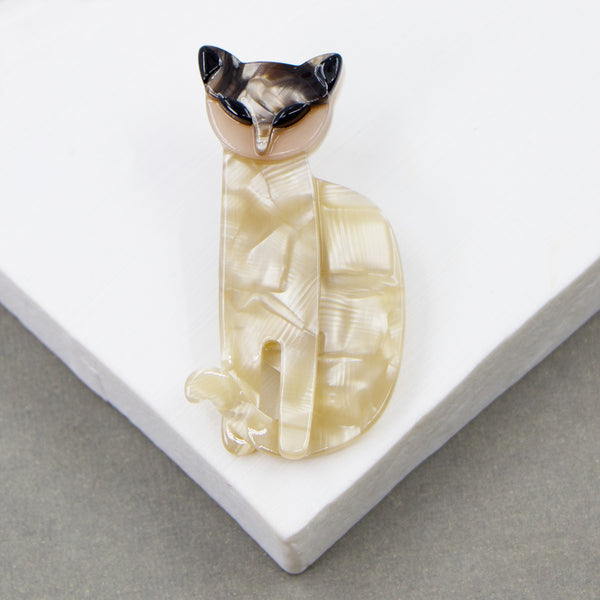 Resin cat brooch