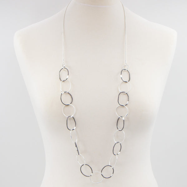 Contemporary interlinked circles long necklace