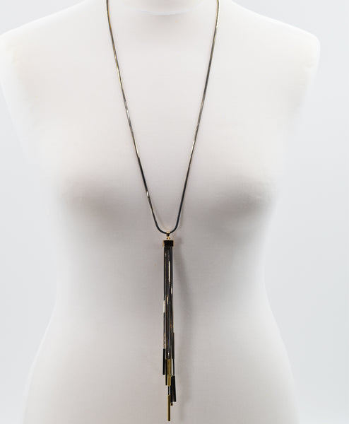 Long snake chain necklace with tassel