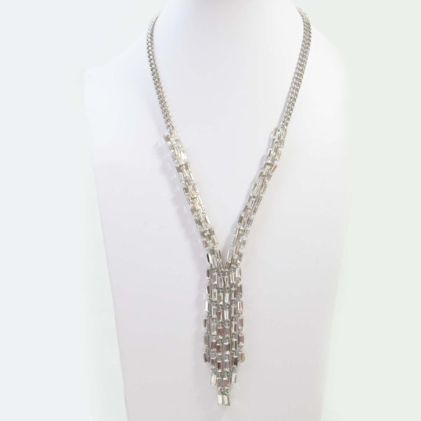 Y shaped baguette cascade necklace