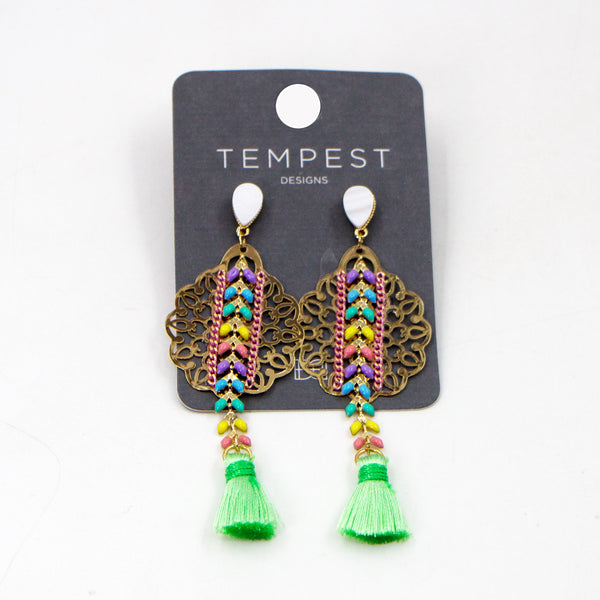 Tassel drop boho style earrings