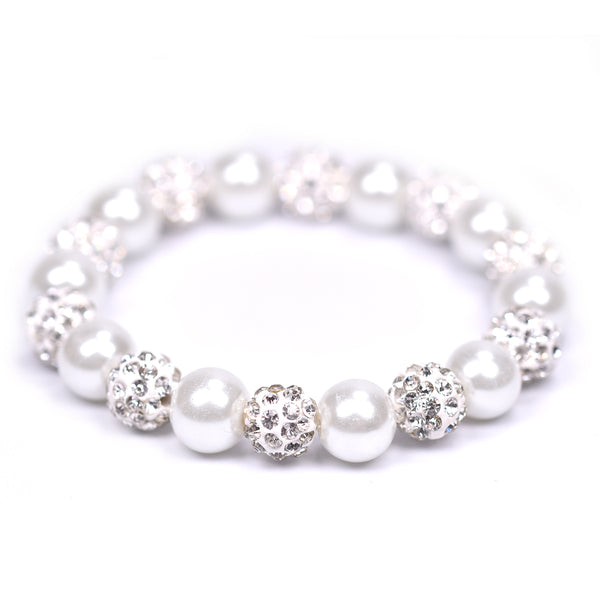 New classic pearl bracelet with crystal detail (8mm dia)