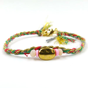 Plaited friendship bracelet with gold nugget