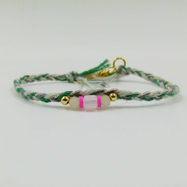 Plaited friendship bracelet with bead detail