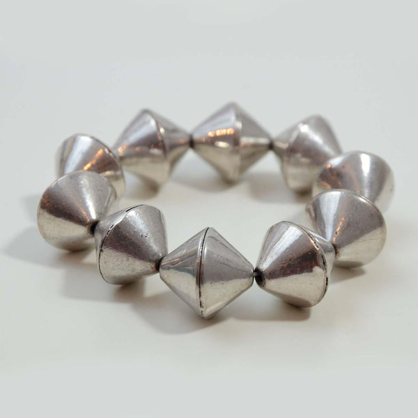 Cone shape beaded bracelet in silver finish